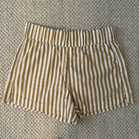 AYR STAYCATION SHORTS brown camel tan white stripe size Large L - Picture 2 of 7